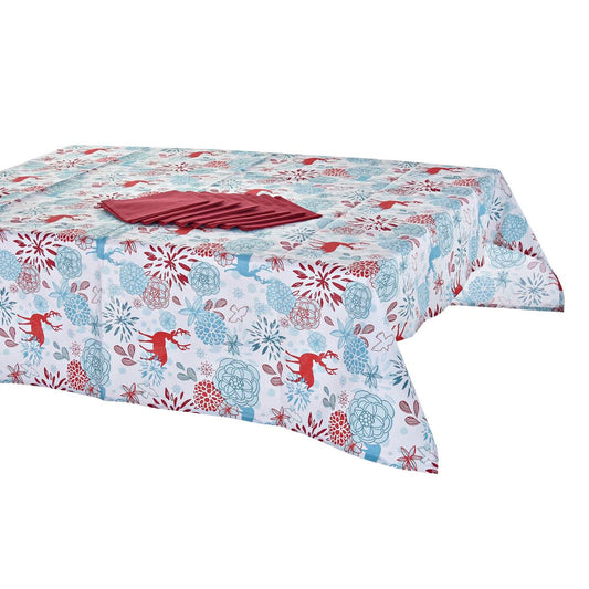 Tischwäsche-Set DKD Home Decor Weihnachten Rot Polyester Baumwolle Himmelsblau (150 x 250 x 0,2 cm)