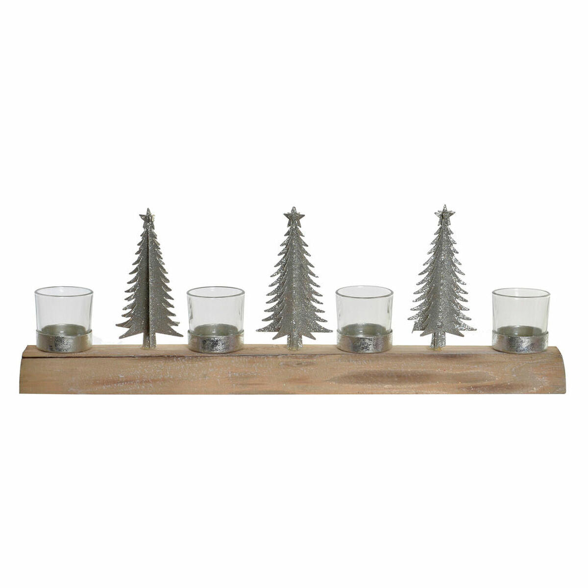 Weihnachtliche Kerzenhalter DKD Home Decor Metall Paulonia-Holz (48 x 8 x 18 cm)
