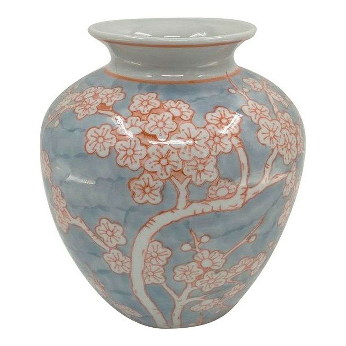 Vase DKD Home Decor Porzellan Blau Orange Orientalisch (22 x 22 x 25 cm)