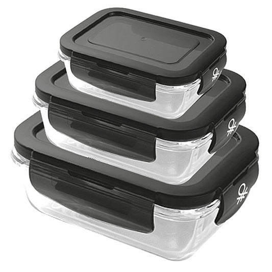 Lunchbox-Set Benetton Borosilikatglas Schwarz (3 pcs)