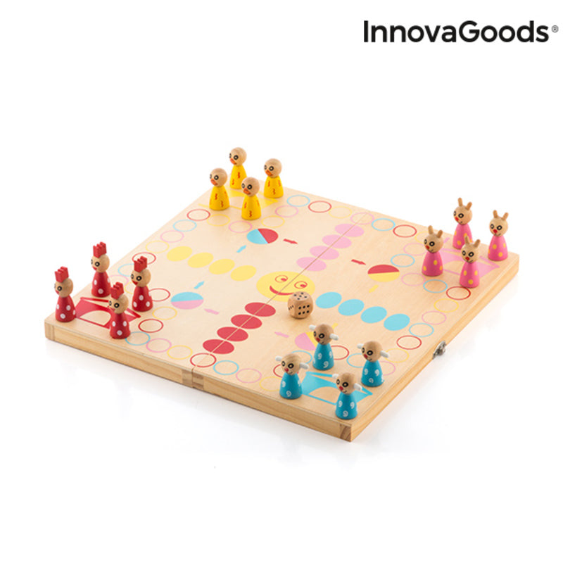 Brettspiel aus Holz mit Tieren Pake InnovaGoods 18 Stücke